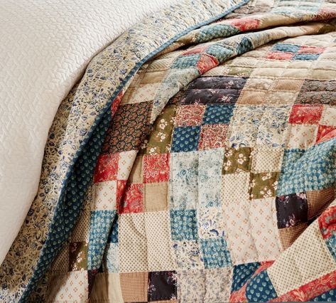 Mila Reversible Quilt | Pottery Barn Scandinavian Quilts, Pottery Barn Quilts, Charm Pack Quilt Patterns, Rustic Quilts, Neutral Quilt, Charm Pack Quilt, Farmhouse Quilts, Picnic Quilt, Cottage Quilt