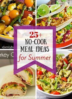 25+ No-Cook Meal Ideas - inspiration for fantastic food that won't heat up your house! Camping Recipes Dinner, Kat Diy, Summertime Recipes, Vacation Meals, No Cook, Easy Summer Meals, Summer Cooking, Summer Eating, No Cooking