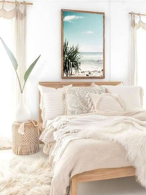 45 Marvellous Coastal Bedroom Ideas and Designs — RenoGuide - Australian Renovation Ideas and Inspiration Bohemian Bedrooms, Bohemian Bedroom Inspiration, Modern Farmhouse Bedroom, Bedroom Decor Inspiration, Dekorasi Kamar Tidur, Bohemian Bedroom, Room Inspiration Bedroom, Room Ideas Bedroom, Aesthetic Bedroom