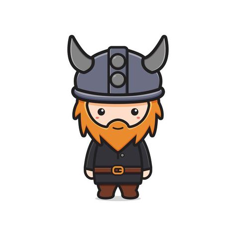 Cute Viking Drawing, Cartoon Viking Drawing, Viking Cartoon Character Design, Viking Drawings Easy, Vikings Drawing, Viking Cartoon, Viking Illustration, Cartoon Viking, Viking Mascot