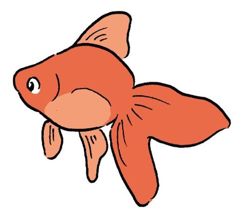 Cartoon Betta Fish, Goldfish Doodle Easy, Gold Fish Drawing Easy, Simple Goldfish Drawing, How To Draw Goldfish, Golden Fish Drawing, Goldfish Doodle, Gold Fish Drawing, Simple Fish Drawing