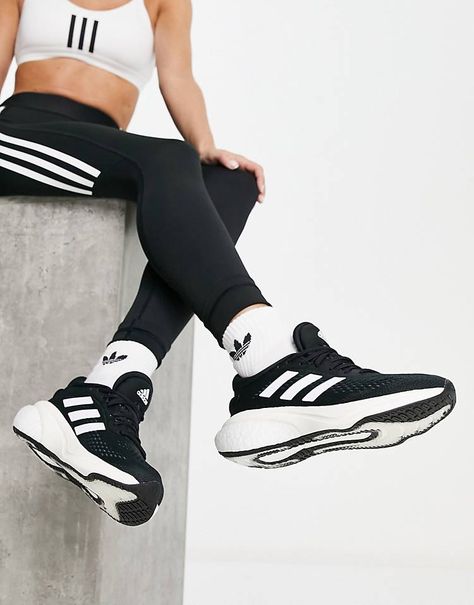 Adidas Boost Shoes, Adidas Running Shoes Women, Black Sports Shoes, Adidas Branding, Adidas Supernova, Basket Noir, Adidas Sneakers Women, Adidas Shoes Women, Training Sneakers