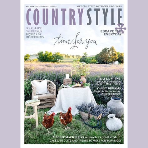 Country Style’s May issue is on sale tomorrow! On our cover, rows of purple blooms create a picturesque backdrop at Ashburton Lavender Farm in Millthorpe, NSW, where owners Phe and Ken Viljoen sow and harvest their fragrant crop. Step inside the 1940s home that once belonged to the local doctor, now lovingly restored by Lisa Lock @thegoodcopyco, who moved back home to Kimba and turned the rundown residence into her family’s dream home. Celebrate Mother’s Day with a table full of delicious b... Country Style Magazine, Modern Country Living, Natural Linen Tablecloth, Country Living Magazine, Large Dining Table, Lavender Farm, Living Magazine, Style Magazine, Homes And Gardens