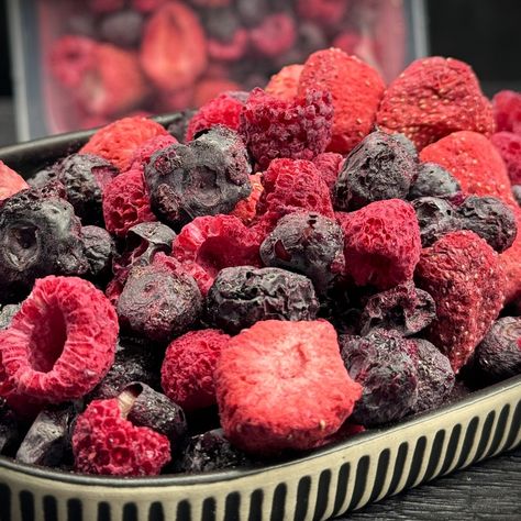 These little beauties are already big sellers. It’s our Freeze Dried Mixed Berries. Strawberries, Blueberries, Raspberries. When you freeze dry fruit, it locks flavour in, meaning when you pop them IN your Gin and Tonic they rehydrate and burst with flavour. BUT, they also look damn good as a Garnish ON your drink too! Here’s WHY you should use Dried Fruit instead of Fresh as Garnishes... 🫐 Saves you time & money. There’s no need to prep fruit in advance. Which makes them Cost Effective and... Freeze Dried Berries, Dried Fruit Aesthetic, Freeze Dry Fruit, Dried Fruit Mix, It's Locked, Forest Fruits, Dried Berries, Strawberries Blueberries, Freeze Dried Fruit