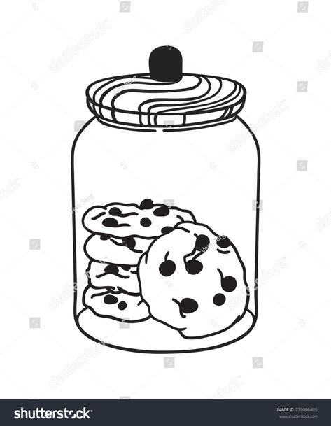 Hand drawn illustration glass jar and cookies. Creative ink art work. Actual vector drawing bake #Ad , #Ad, #jar#cookies#Creative#glass Jar Of Cookies Drawing, Cookie Jar Drawing, Jar Drawing, Baking Drawing, Cookie Drawing, Jar Cookies, Cupcake Painting, Recipe Book Design, Cookie Pictures