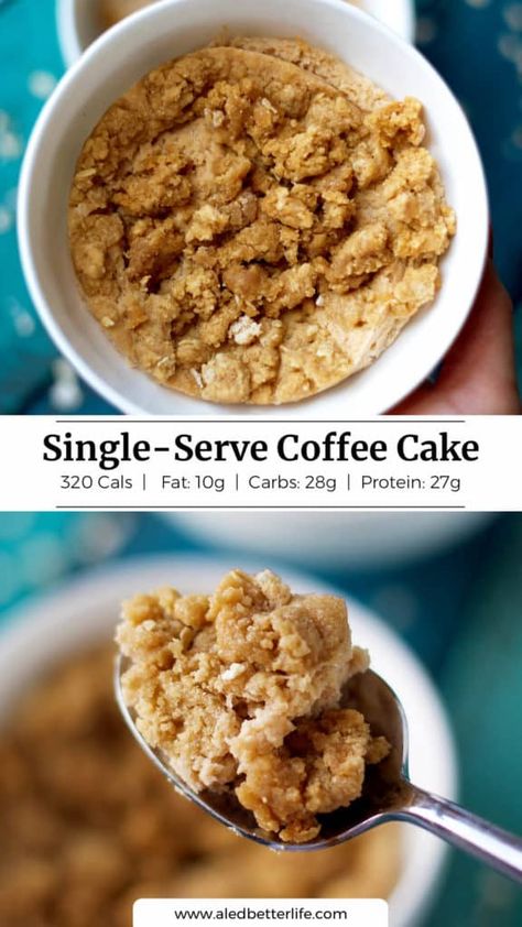 Single Serve Coffee Cake, Julie Ledbetter Recipes, Protein Coffee Cake, Julie Ledbetter, Super Moist Cake, Fit Recipes, Protein Coffee, More Protein, Microwave Bowls