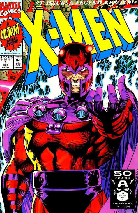 X-Men #1 cover art by Jim Lee is a work of art  worth framing! (Marvel comics) Marvel Magneto, Marvel Comics Covers, Classic Comic Books, Jim Lee, Arte Dc Comics, Comic Manga, Uncanny X-men, Jack Kirby, Retro Game