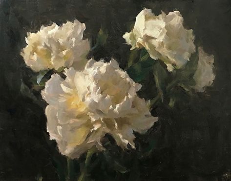 Kyle Ma - White peonies- Oil - Painting entry - December 2018 | BoldBrush Painting Competition Peonies Season, Master Board, Concept Art Tutorial, Frame Prints, Peony Painting, Painting Competition, Still Life Flowers, Muse Art, Art Activity