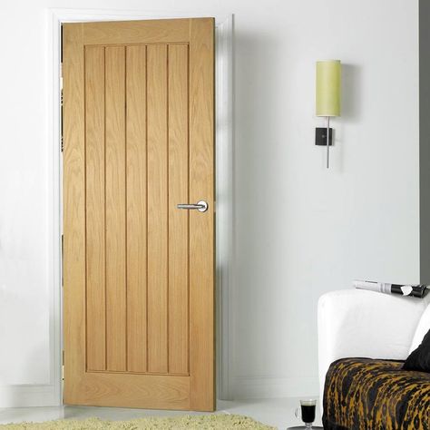 Door Set Kit, Mexicano Oak Door - Vertical Lining - Prefinished. #oakdoorsets #oakdoorsetkit #interanldoorsetkit Oak Door Frames, Buy Front Door, Fire Rated Doors, Oak Door, Elegant Doors, Fire Door, Barn Style Doors, Traditional Style Homes, Flush Doors