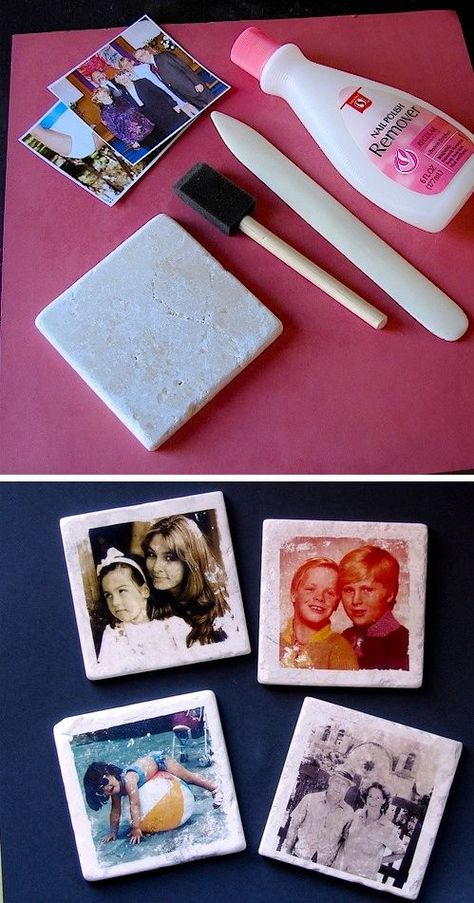 35 Easy DIY Gift Ideas That People Actually Want -- Custom photo coasters! So easy to make. Acetone Transfer, Custom Photo Coasters, Photo Crafts, Advanced Photography, Photo Deco, Diy Printing, Photo Coasters, Ge Bort, Idea Photo