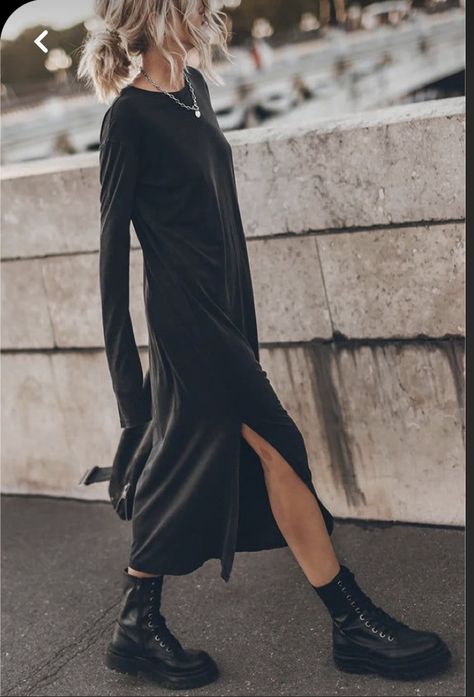 Grey Midi Dress, Cotton Blends Dress, Cooler Look, Looks Street Style, Extra Long Sleeves, Green Midi Dress, Looks Style, Types Of Dresses, Mode Inspiration