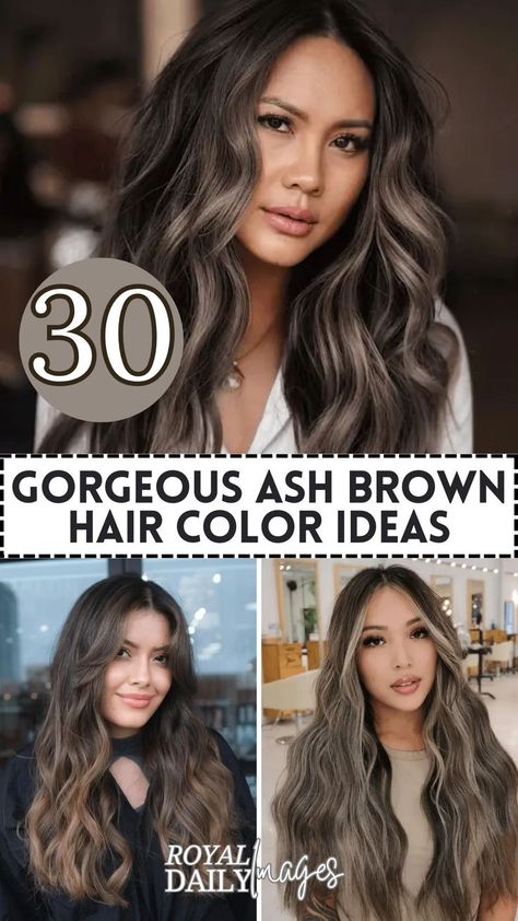 Gorgeous Ash Brown Hair Color Ideas to Rock This Season Brunette Hair Colour Chart, Level Five Brown Hair, Black Hair To Ash Brown, How To Tone Brown Hair To Ash, Brunette To Ashy Blonde, Cool Ash Hair Color, Cool Brown Babylights, Ash Brown Glaze Hair, Brown Hair Colors For Olive Skin