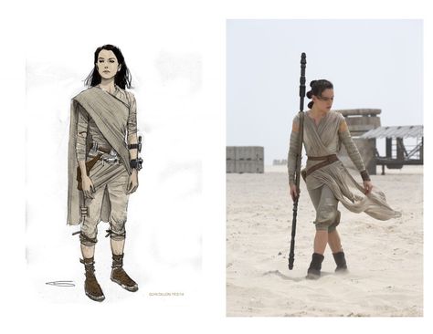 I like the concept better than the final design. Grey Jedi Oc, Jedi Padme, Rey Concept Art, Luke Skywalker Costume, Batuu Bounding, Jedi Oc, Rey From Star Wars, Star Wars Clothes, Rey Costume