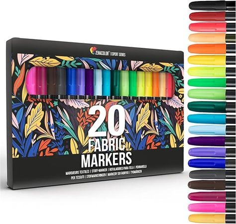 Amazon.com: Zenacolor 20 Fabric Markers Pens Set - Indelible and Permanent Fabric Paint Fine Point Textile Marker Pen Fabric Paint Pens, Paint Marker Pen, Art Pens And Markers, Fabric Pen, Art Pens, Fabric Markers, Ink Toner, Fabric Paint, Marker Pen