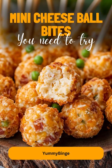 Mini Cheese Ball Bites are the ultimate party appetizer, combining rich, creamy cheese with savory bacon and green onions, all wrapped in a… Mini Bacon Ranch Cheese Ball Bites, Individual Cheese Balls Minis, Cheese Ball Bites Recipes, Bacon Cheddar Mini Cheese Balls, Mini Cheese Balls Appetizers, Bite Size Cheese Balls, How To Make Cheese Balls, Mini Cheeseball Bites, Mini Cheese Balls With Pretzel Sticks