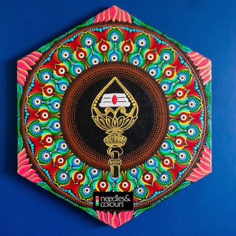 Vel themed custom order for a friend of mine. Vel is an auspicious weapon of Lord Murugan - Tamil God. It is a sign of his victory against the evil. #needlesandcolours #walldecor #dotart #dotmandalapainting Murugan Mandala Art, Murugan Kolam, Tamil God, Rangoli Designs Latest, Painted Mandala, Lord Murugan, Mandala Designs, Dot Mandala, Mandala Painting