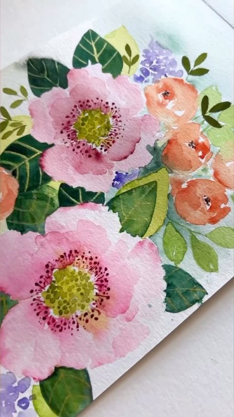 Summer Flower Watercolor, Loose Watercolor Flowers, Learn Watercolor Painting, Floral Composition, Watercolor Flowers Tutorial, Diy Watercolor Painting, Loose Watercolor, Watercolor Set, Watercolor Flower Art