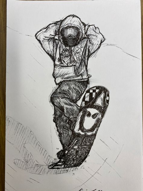 Snowboarding Drawings, Snowboarding Drawing, Art Sketchesbook, Snowboard Drawing, Sick Drawings, Pen Drawings, Cool Pencil Drawings, Graffiti Style Art, Art Drawings Sketches Pencil