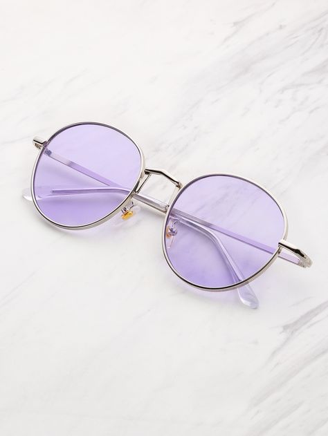 Shop Tinted Flat Lens Sunglasses online. SheIn offers Tinted Flat Lens Sunglasses & more to fit your fashionable needs. Lila Party, Fake Glasses, Tinted Glasses, Purple Vibe, High Fashion Accessories, Lavender Aesthetic, Trendy Glasses, Cute Sunglasses, Cute Glasses