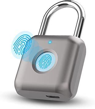 Pothunder Fingerprint Padlock, Smart Padlock, Locker Lock, Biometric Metal Keyless Thumbprint Lock, Waterproof, USB Rechargeable, for Gym Locker, School Locker, Luggage, Backpack, Suitcase(Gray) Biometric Lock, Locker Locks, School Locker, Gym Lockers, Fingerprint Lock, School Lockers, Luggage Backpack, Dark Home, Smart Lock