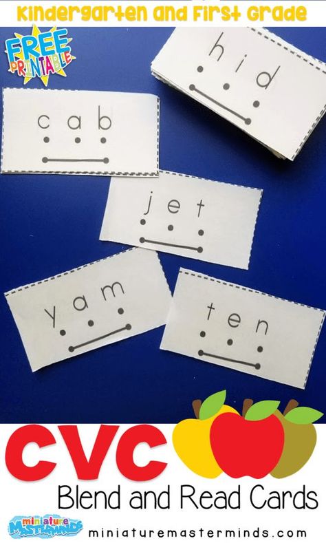 Blend and Read over 200 CVC words with these cards. Great for extra practice or your literacy center. Also good for on the go practice! These cards are easy to read with a clear font. There are dot… Cvc Activities, Cvc Words Kindergarten, Cvc Word Activities, Kindergarten Freebies, Reading Intervention, Kindergarten Literacy, Word Activities, Kindergarten Reading, Cvc Words