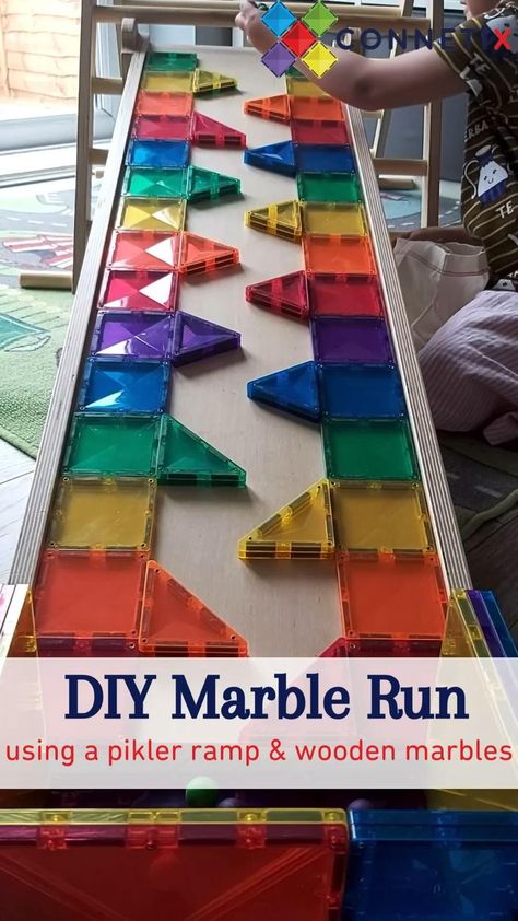 Diy Marble Run, Nursery Activities, Diy Marble, Magnetic Tiles, Marble Run, Pinterest Diy, Toddler Play, Toddler Learning Activities, Toddler Fun