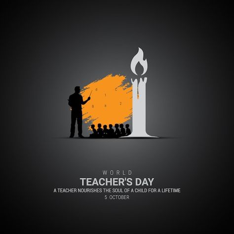 Vector world teacher's day, teacher and ... | Premium Vector #Freepik #vector #happy-teacher #teacher #student-day #teacher-board Teacher Poster Design, Teacher Day Poster Design, World Teachers Day Poster, Teachers Day Post, Teachers Day Illustration, Happy Students Day, World Students Day, Teacher Illustration, World Teachers Day