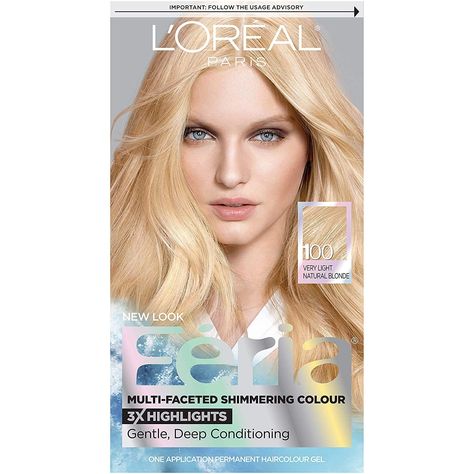 L'Oreal Paris Feria Multi-Faceted Shimmering Permanent Hair Color, 100 Pure Diamond (Very Light Natural Blonde), Pack of 1, Hair Dye Hair Dye Highlights, Loreal Paris Feria, Light Natural Blonde, Dye Highlights, Feria Hair Color, Blonde Hair Dye, Blue Black Hair Color, Loreal Hair Color, Edgy Hair Color