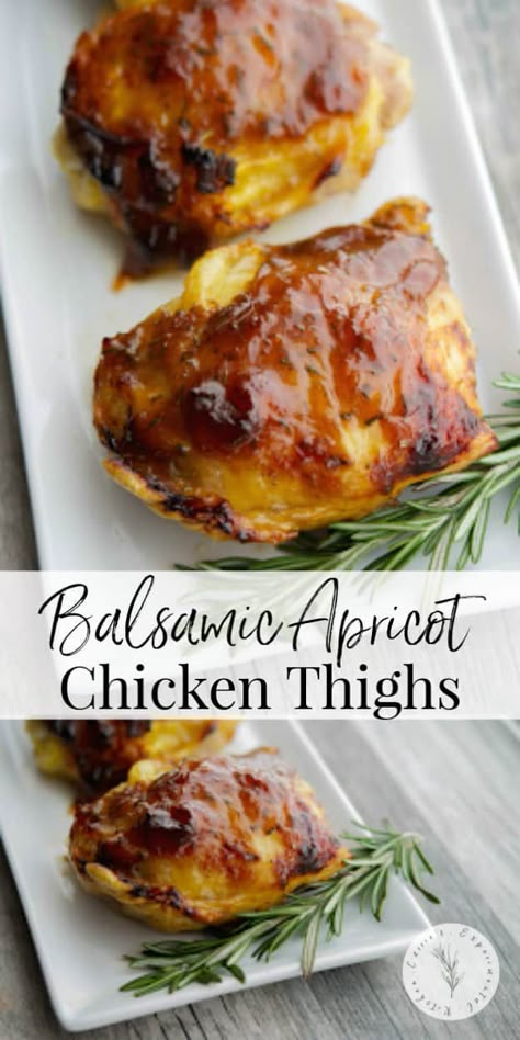 Apricot Chicken Thighs, Chicken Apricot, Protein Dishes, Apricot Glazed Chicken, Glazed Chicken Thighs, Turkey Meals, College Recipes, Apricot Preserves, College Cooking