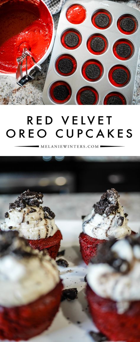 Red-Velvet Oreo Cupcakes — MELANIEWINTERS Red Velvet Oreo Cookies, Oreo Icing, Red Velvet Oreo, Red Velvet Recipes, Oreo Cupcakes, Gourmet Cupcakes, Tart Baking, Semi Homemade, Velvet Cupcakes