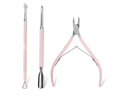 Manicure cuticle set including a full jaw cuticle nipper, a cuticle nail pusher and a gel nail remover, which assists you to clean nail cuticles, remove gel nails and care nails effectively Cuticle Nail Pusher, Remove Gel Nails, Cuticle Trimmer, Professional Pedicure, Gel Nail Removal, Cuticle Nipper, Pedicure Manicure, Nail Remover, Nail Cuticle