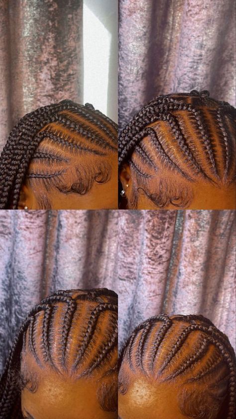 Fulani Braids With Design And Beads, Fulani Braids No Design, Fulani Cornrows, Mannequin Hairstyles, Fulani Braids With Design, Fulani Braids Hairstyles Designs, Short Box Braids Hairstyles, Big Box Braids Hairstyles, Goddess Braids Hairstyles