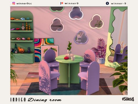 Pastel Swatches, Colorful Dining Room, Living Room Sims 4, Sims 4 Kitchen, Sims 4 Bedroom, Sims 4 Cc Shoes, Sims 4 Mm Cc, Tumblr Sims 4, Sims 4 Characters