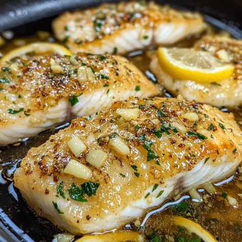 Lemon Garlic Butter Fish Seafood Lemon Butter Sauce, Butter Garlic Fish, Butter Fish, Fish Meals, Keto Fish, Lemon Garlic Salmon, Fish Recipes Baked, Baked Fish Recipes, Fish Dinner Recipes