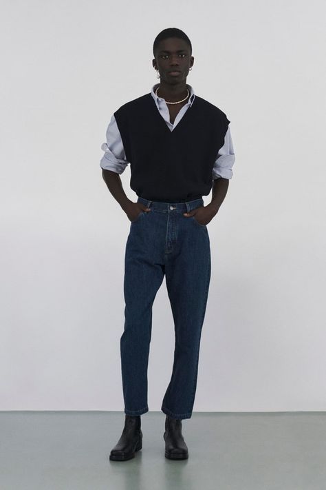 Ny Fits, Vest Outfits Men, Look 80s, Spring Inspo, Ivy League Style, Studio Nicholson, Mens Outfit Inspiration, Men Fashion Casual Outfits, Mens Spring