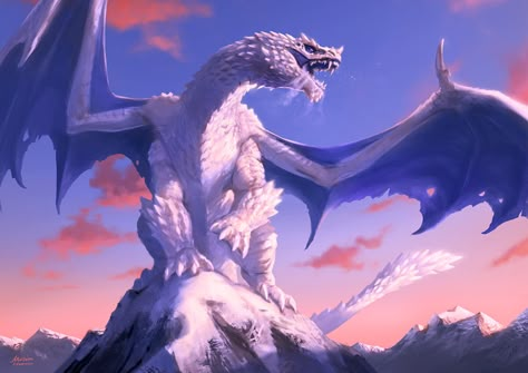 White Dragons, Big Dragon, Dragon Tales, Mythical Dragons, Dragons Art, Dragon Artwork Fantasy, Dnd Dragons, Cool Monsters, Creature Artwork