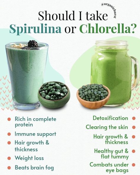 Chlorella Benefits, Spirulina Benefits, Food Health Benefits, Healthy Drinks Smoothies, Herbal Healing, Juicing For Health, Super Greens, Healing Food, Food Is Fuel