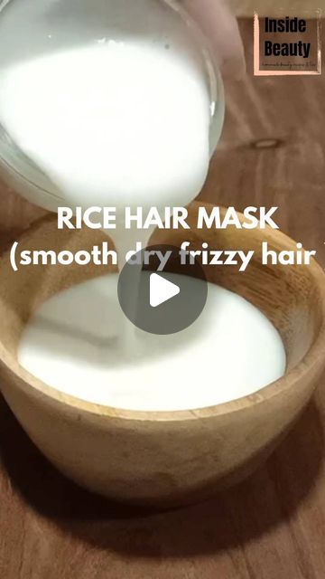 Inside beauty on Instagram: "Hair mask for hair growth, straight, smooth, shiny & frizz free hair #reels #haircare #haircaretips #mask #hairmask #hairgrowth #frizzfree #beauty #skincare #beautybloggers #skincareroutine #rice #videocreator #home #naturalhair #natural #recipes #skincarejunkie #explorepage #reelsinstagram #instagood Note: The hair mask have to be prepared freshly everytime when you want to use." Hair Mask At Home For Hair Growth, Rice Hair Mask Diy, Natural Hair Mask For Frizzy Hair, Rise Hair Mask, How To Get Frizz Free Hair At Home, Curd Hair Mask For Frizzy Hair, Rice Hair Mask For Smooth And Silky Hair, Hairmask Diy Smooth, Frizz Free Hair Mask