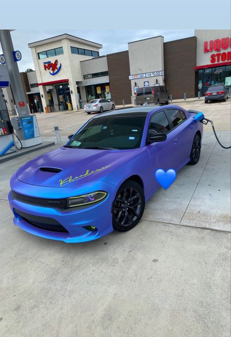 Hellcat Charger Custom, Dodge Charger Custom Ideas, Hellcat Charger Wrap, Dodge Charger Wrap Ideas, Pink Hellcat Srt, Blue Hellcat, Purple Dodge Charger Hellcat, Blue Srt Charger, Blue Dodge Charger