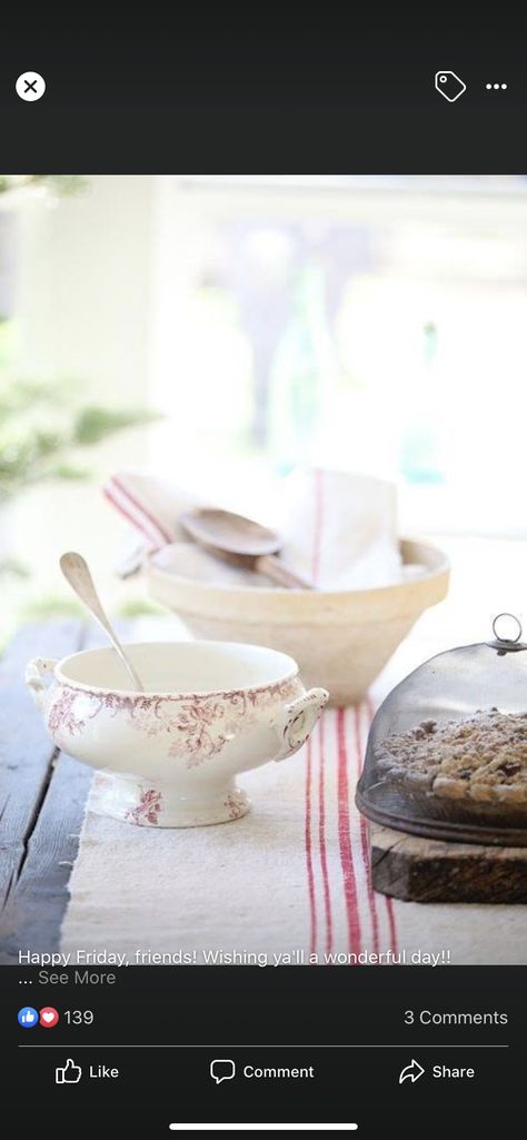 English Country Decorating, Vintage Transferware, Pictures Of Things, French Linens, French Soup, Red Transferware, Vintage Ironstone, Plates Vintage, Dreamy Whites