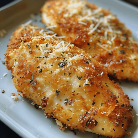 Chicken Parmesan Recipe Panko, Italian Panko Crusted Chicken, Panko Crumbed Chicken, Provolone Cheese Sauce, Kathleen Madigan, Panko Bread Crumbs Chicken, Chicken Parm With Panko Bread Crumbs, Easy Parmesan Crusted Chicken, Chicken Parmesean