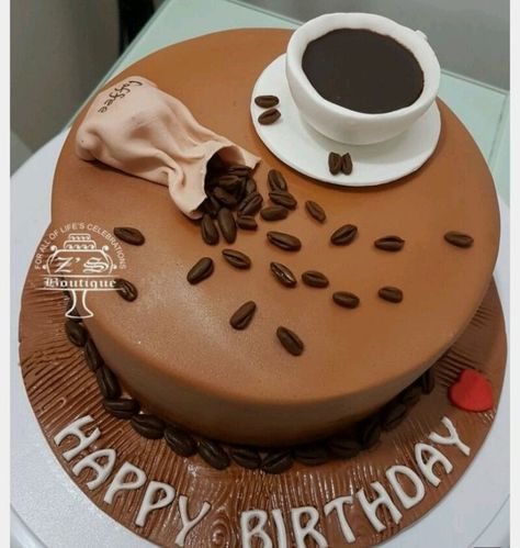 Cake Designs Coffee, Coffee Theme Cake Ideas, Coffee Celebration Cake, Coffee Theme Cake, Coffee Lover Cake, Coffee Lover Cake Design, Birthday Cake Coffee, Coffee Cake Decoration, Illusion Cakes