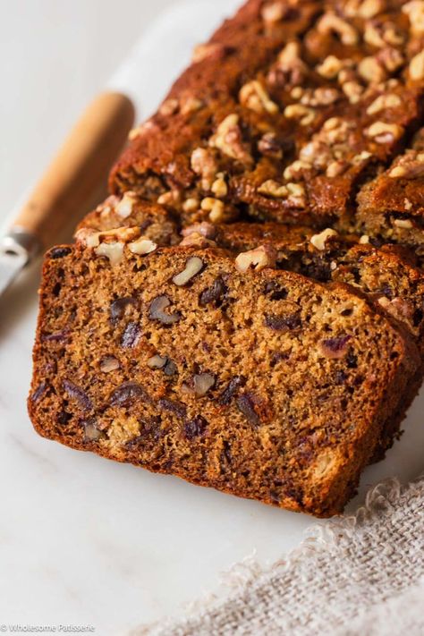 Moist Date Nut Bread - Wholesome Patisserie Date Nut Bread Recipe Moist, Date Nut Bread Recipe, Bread In A Can, Date And Walnut Loaf, Date Bread, Date Nut Bread, One Layer Cakes, Nut Bread Recipe, Dried Dates