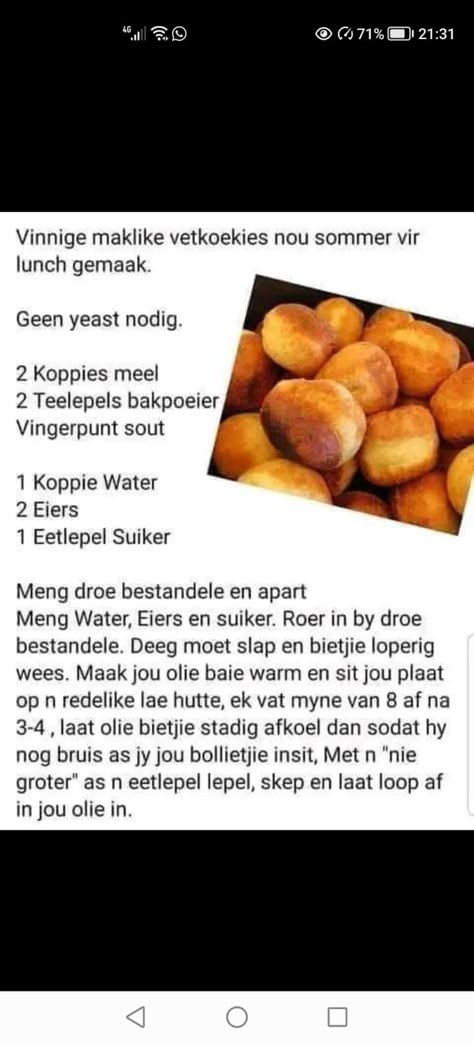 Vetkoek Recipe Easy, Afrikaans Recipes, South African Desserts, Rusk Recipe, Easy Tart Recipes, African Dessert, Homemade Bread Recipes Easy, Easy Homemade Pizza, Deli Food