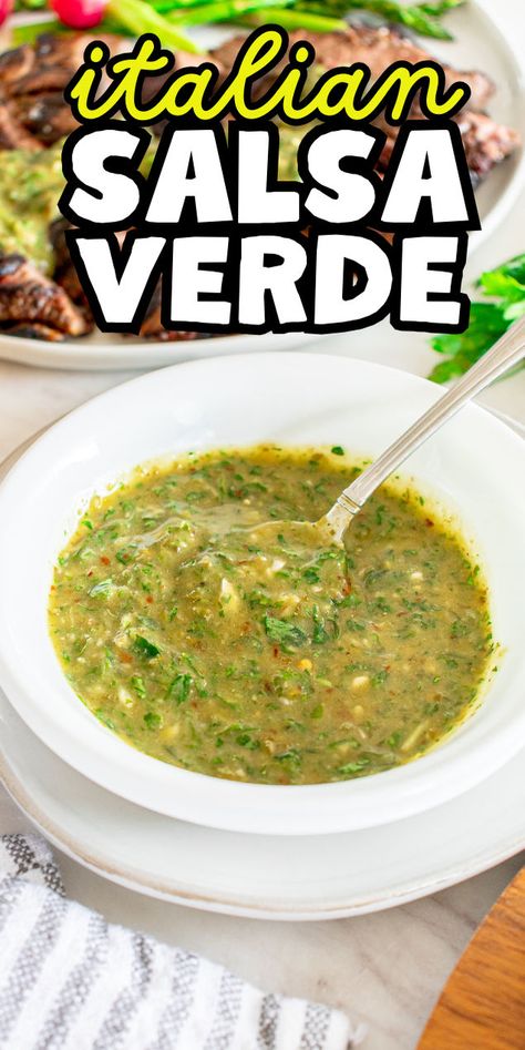 How to make salsa verde Italian style Italian Salsa, Anchovy Paste, Healthy Sauces, Best Party Food, Green Sauce, How To Grill Steak, Salsa Verde, Healthy Side Dishes, Grilled Meat