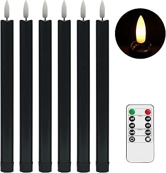 Kwanzaa Candles, Home Halloween Decor, Flameless Taper Candles, Black Taper Candles, Led Taper Candles, Black Candle Holders, Window Candles, Flickering Lights, Light Home