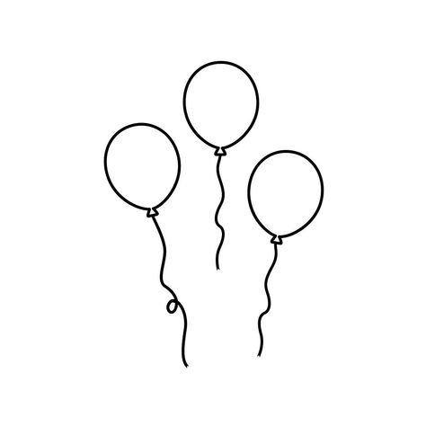 Illustration of party balloons | premium image by rawpixel.com / Sicha Balloon Outline, Balloon Sketch, Balloons Drawing, Balloon Drawing, Balloon Vector, Balloon Illustration, White Balloons, Continuous Line, Free Illustrations