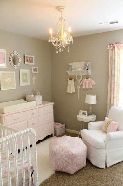 beige and pale pink. light and simple - can focus more on the little details than the bedding itself Baby Rosa, Girl Nursery Room, Baby Bedroom, Baby's Room, Nursery Inspiration, White Furniture, Nursery Design, Baby Decor