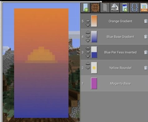 Sunset Banner Minecraft, Cute Minecraft Banner Designs Tutorial, Flower Banner Minecraft, Custom Banners Minecraft, Minecraft Flag Design, Cool Minecraft Banners, Minecraft Banner Patterns, Minecraft Heart, Minecraft Banner