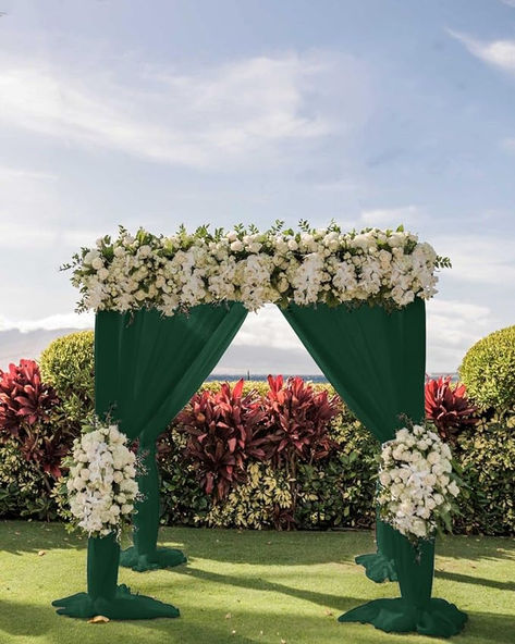 Material: This emerald green wedding arch drapery is made of 100% Polyester. Chiffon, delicate finished edges. Soft and wrinkle free. Bring elegant and seamless look to your important occasions. Extra Long: 2 panels of emerald green wedding arch drapery, each panel is 30’’ wide and 6 yards long. Perfect size for any size of any arch, arbor or canopy, creates a elegant party decoration. Emerald Green Weddings Ceremony Decor, Emerald Green Wedding Backdrop, Green Wedding Arch, Wedding Arch Drapery, Emerald Wedding Decor, Green Indian Wedding, Arch Drapery, Ceremony Decorations Church, Green Entryway